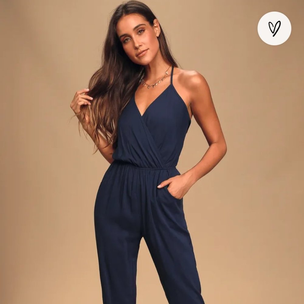 Learning to fly Navy halter jumpsuit